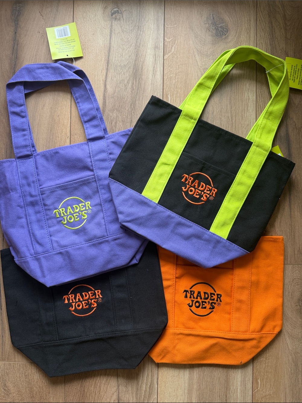 Trader Joe's Canvas Tote Bag - Purple, Black, Orange